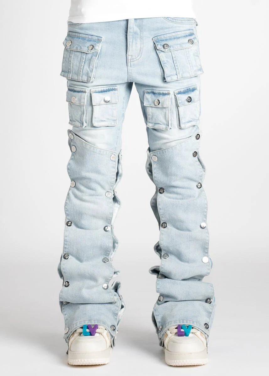 Aqua Blue Stacked Premium Denim