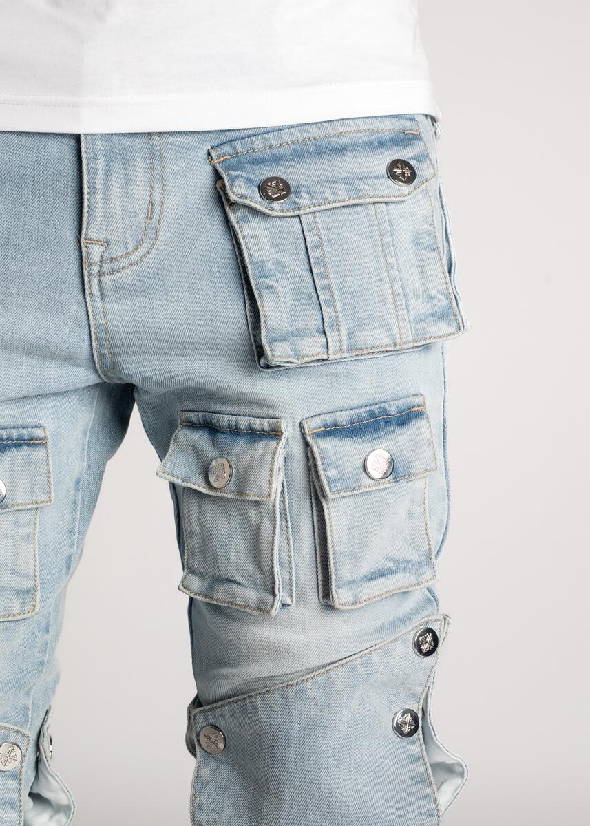 Aqua Blue Stacked Premium Denim