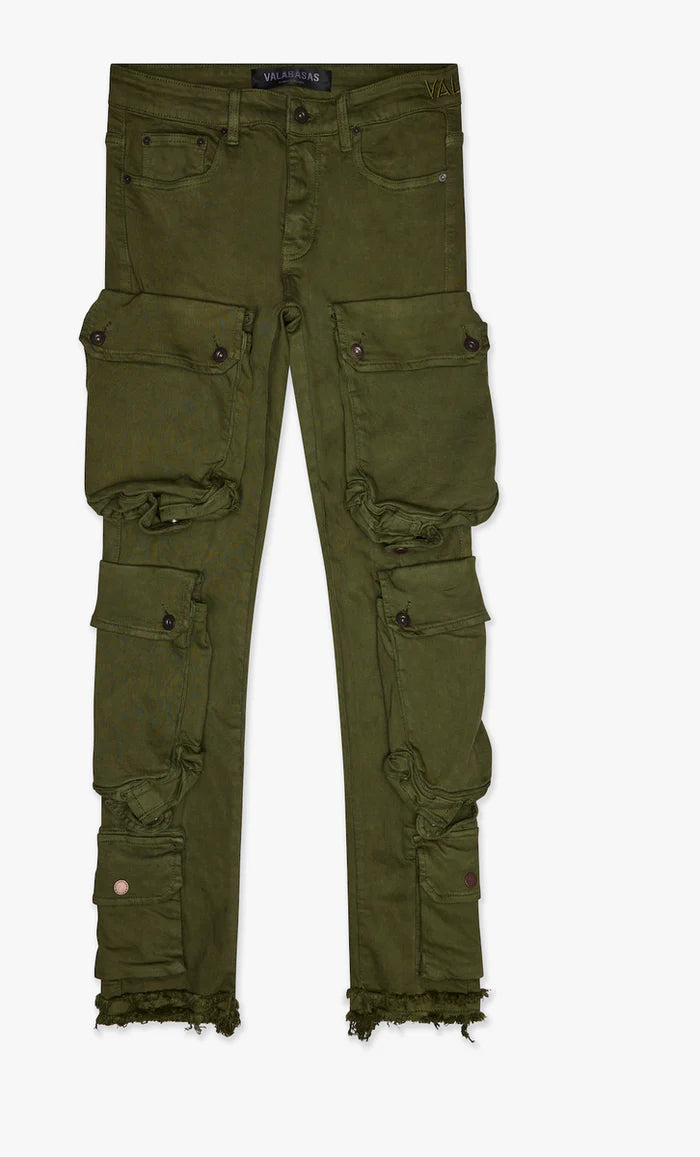 CLIFF JUMP" OLIVE WASHED SKINNY