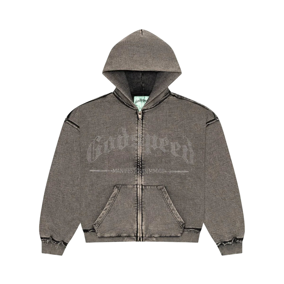 Studded Og Logo Hoodie - GREY WASH
