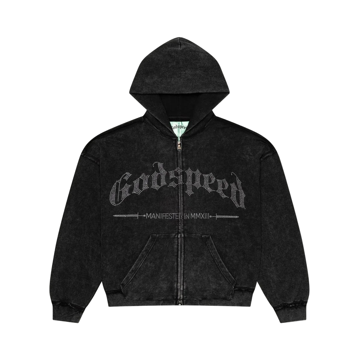 Studded Og Logo Hoodie - BLACK WASH