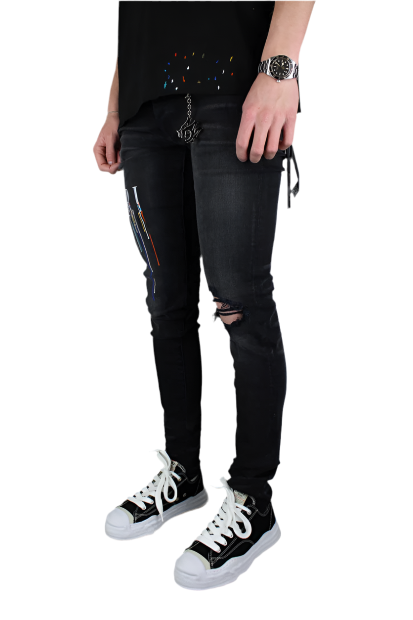 Amiri Paint Drip Logo Jean 'Aged Black'