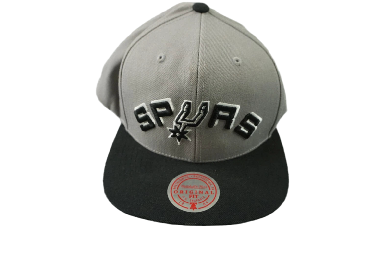 Mitchell & Ness Spurs Snap Back Hat Black Gray Raised Embroidered Wool Two Tone