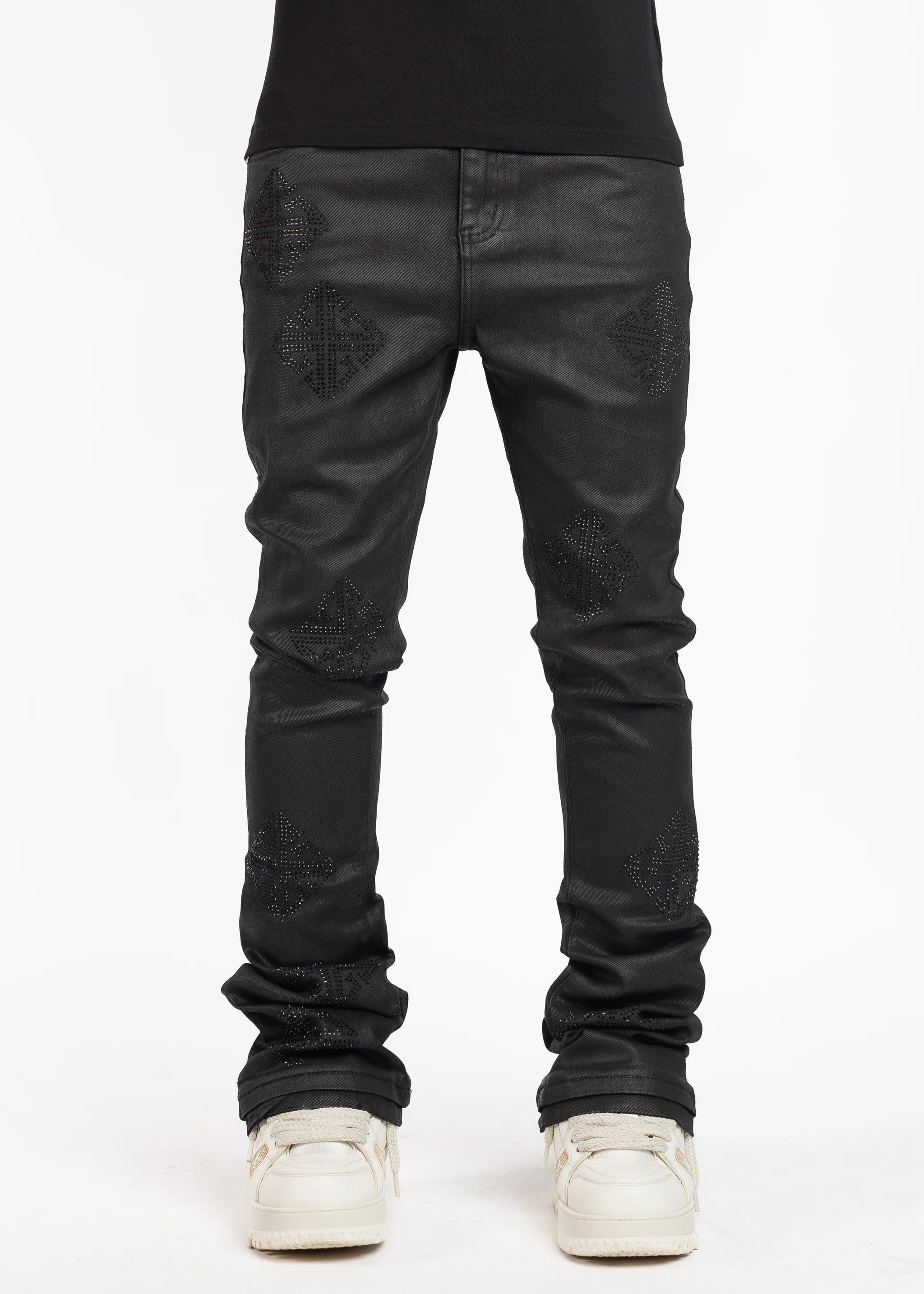 Obsidian Black Icon Embellished Denim