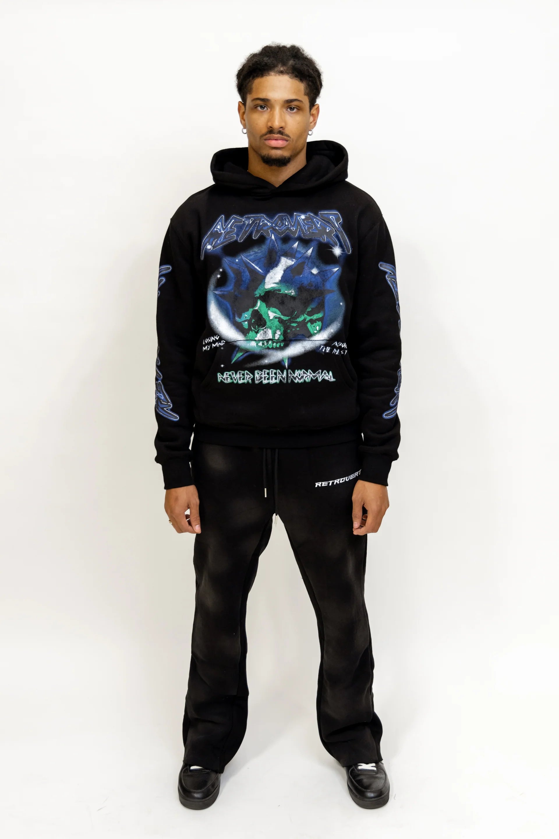 Retrovert Skull Hoodie - Black/Navy