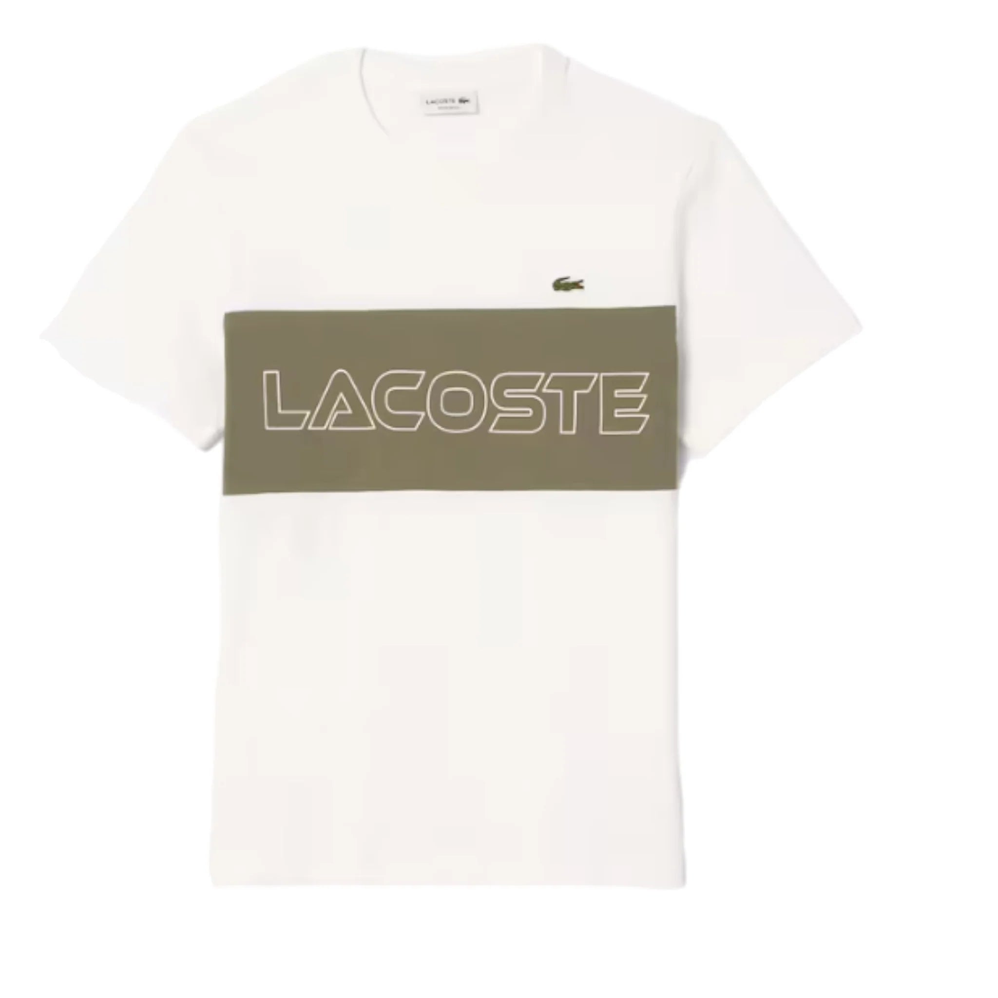 Lacoste Men's Colorblock Fleece t-shirt - White / Khaki Green