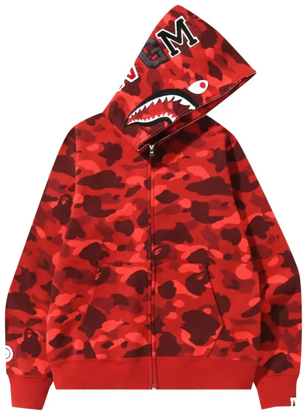 BAPE Color Camo Shark Full Zip Hoodie 'Red'
