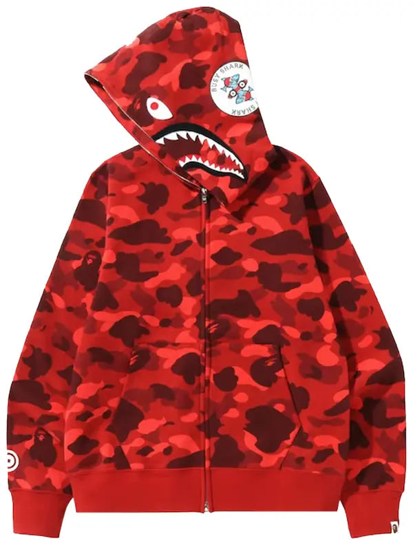 BAPE Color Camo Shark Full Zip Hoodie 'Red'