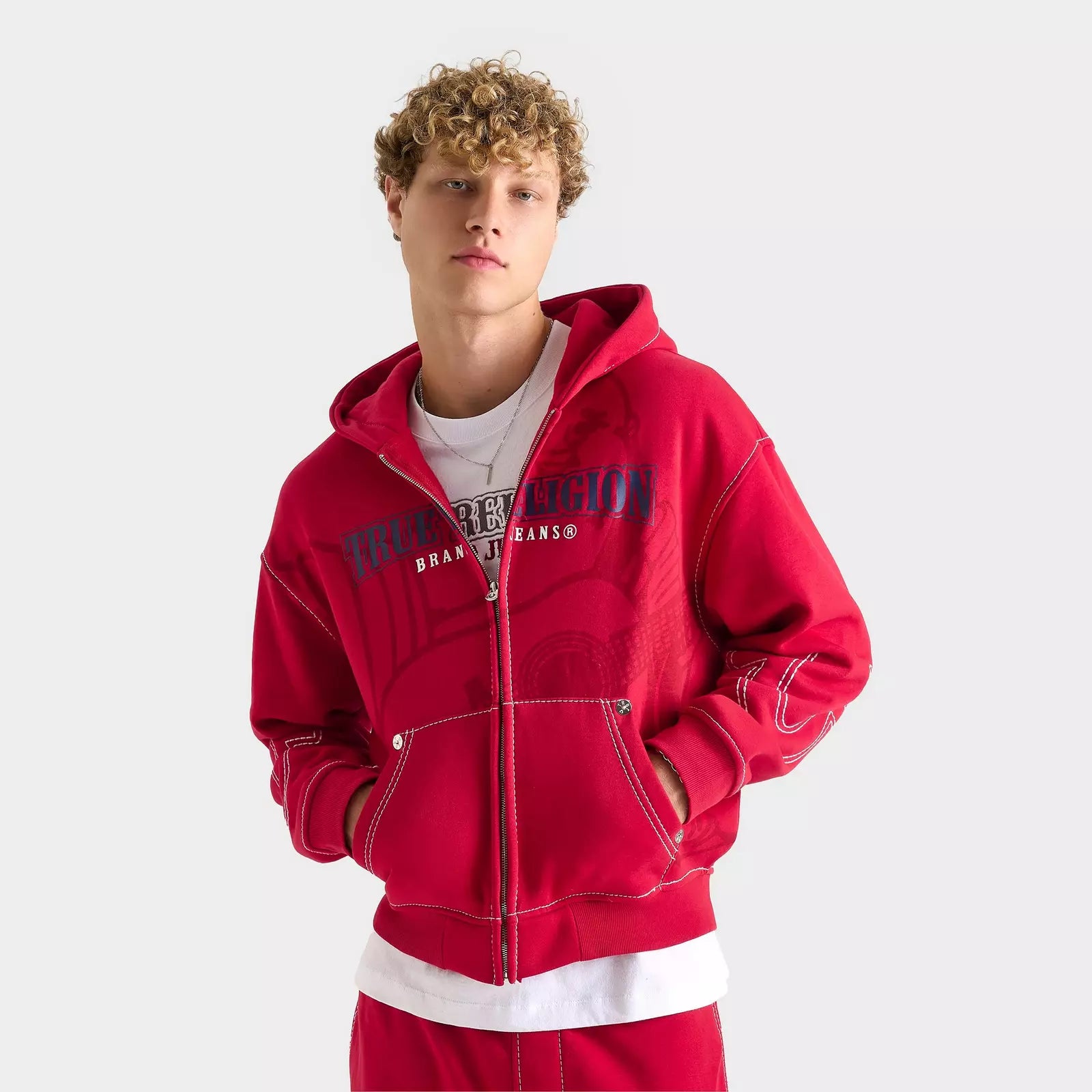 Cinched Big T Cotton Blend Zip Hoodie