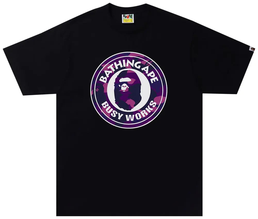 BAPE Color Camo A Busy Works Tee 'Black/Purple'