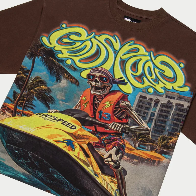 Godspeed Wave Runner Tee Brown wash