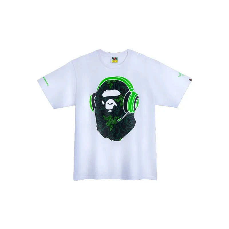 BAPE x Razer Neon Camo Ape Head Tee 'White'