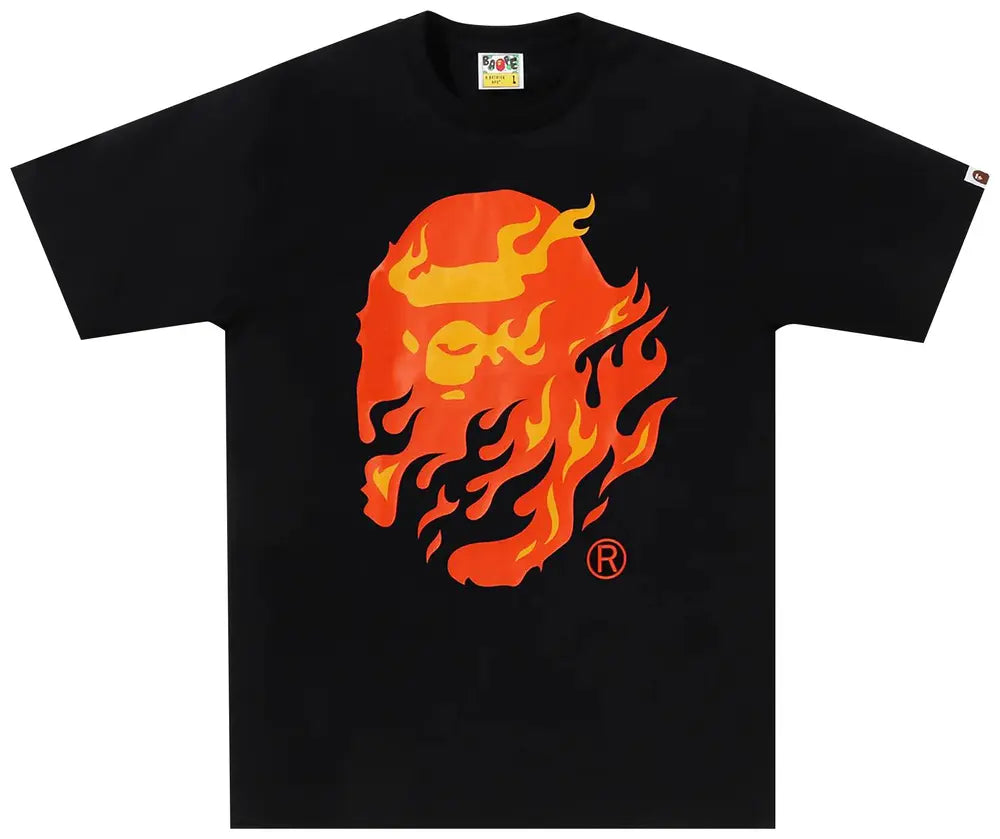 BAPE Flame Ape Head Tee 'Black/Red'