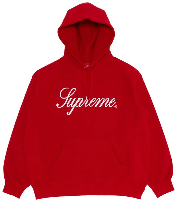 Supreme Raised Script Hooded Sweatshirt 'Red'