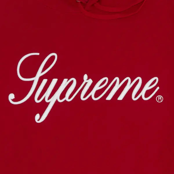 Supreme Raised Script Hooded Sweatshirt 'Red'