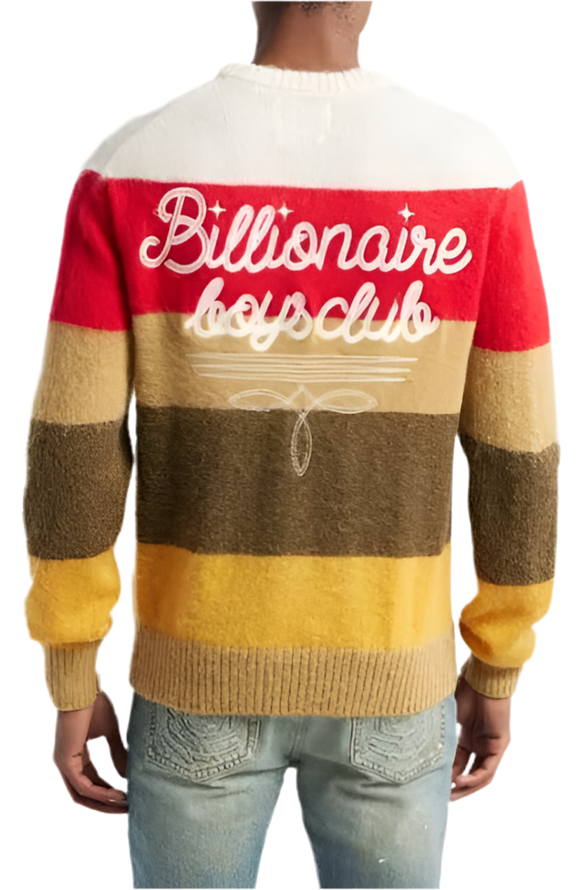 Billionaire Boys Club Sunset Stripe Embroidered Graphic Crewneck Sweater