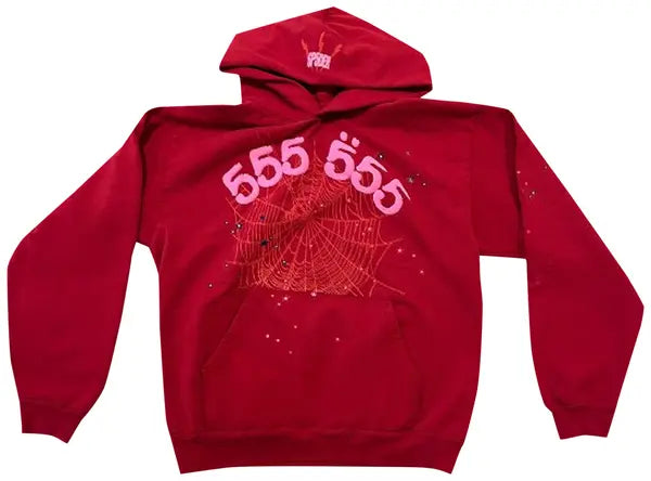 Sp5der Number 555 Hoodie 'Red'