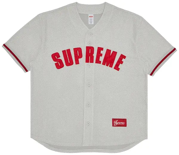 Supreme Ultrasuede Mesh Baseball Jersey 'Grey'