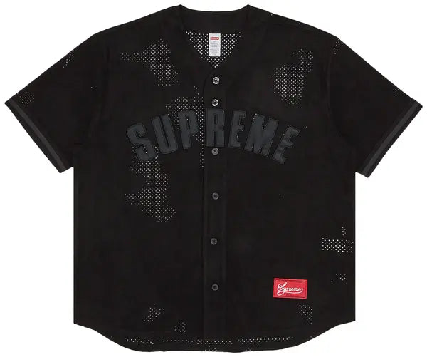 Supreme Ultrasuede Mesh Baseball Jersey 'Black'