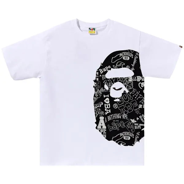 BAPE Hand Drawn Pattern Side Big Ape Head Tee 'White/Black'