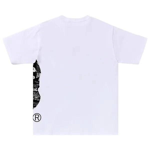 BAPE Hand Drawn Pattern Side Big Ape Head Tee 'White/Black'
