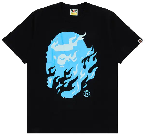BAPE Flame Ape Head Tee 'Black/Blue'