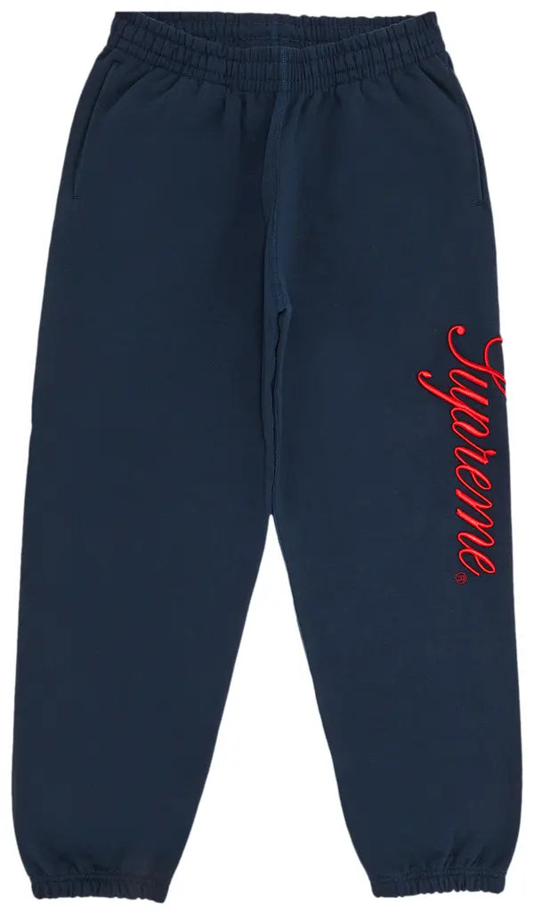 Supreme Embroidered Script Sweatpant 'Navy'