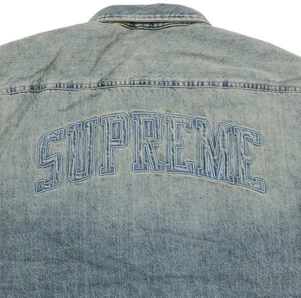 Supreme Faux Shearling Lined Work Shirt 'Washed Indigo Denim'
