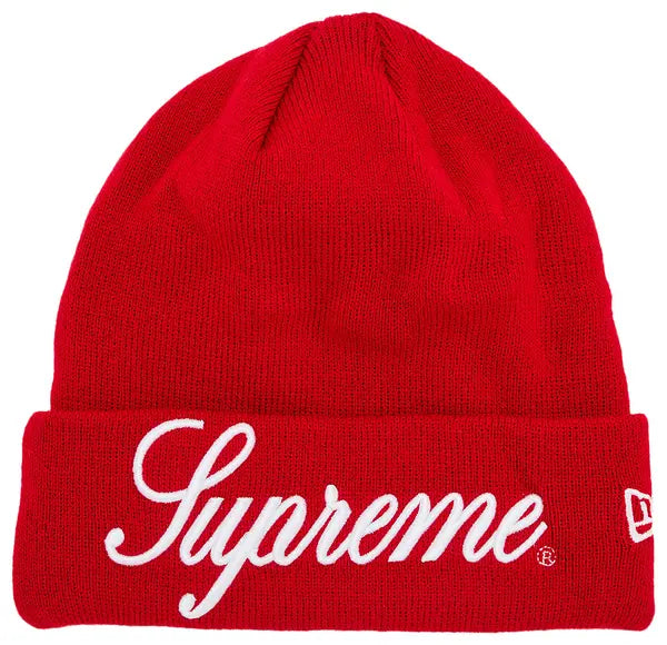 Supreme New Era Script Beanie 'Red'