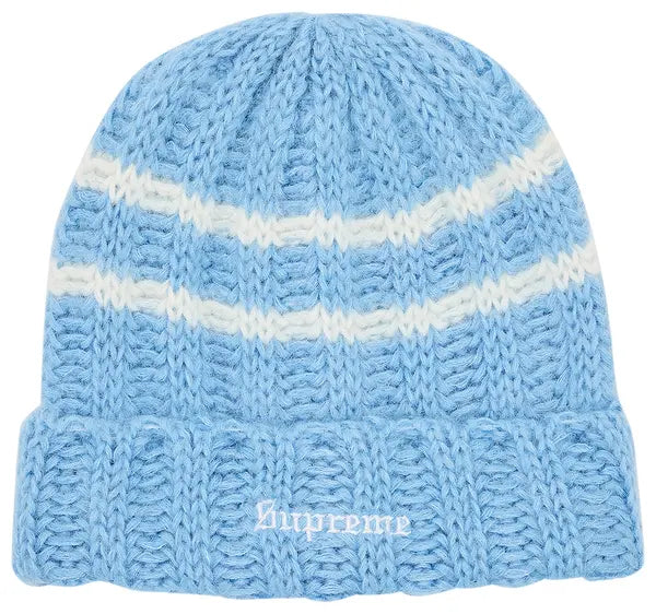 Supreme Brushed Stripe Beanie Light Blue