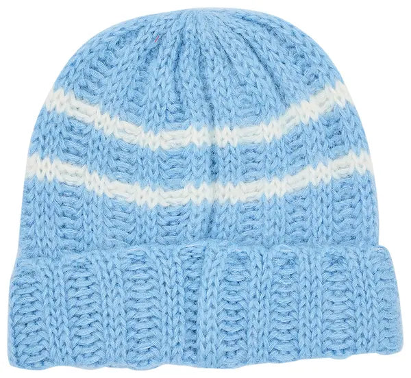 Supreme Brushed Stripe Beanie Light Blue