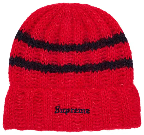Supreme Brushed Stripe Beanie 'Red'