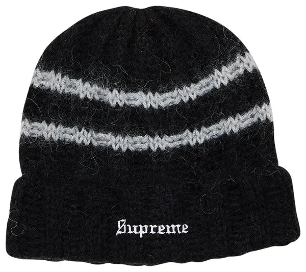 Supreme Brushed Stripe Beanie 'Black'