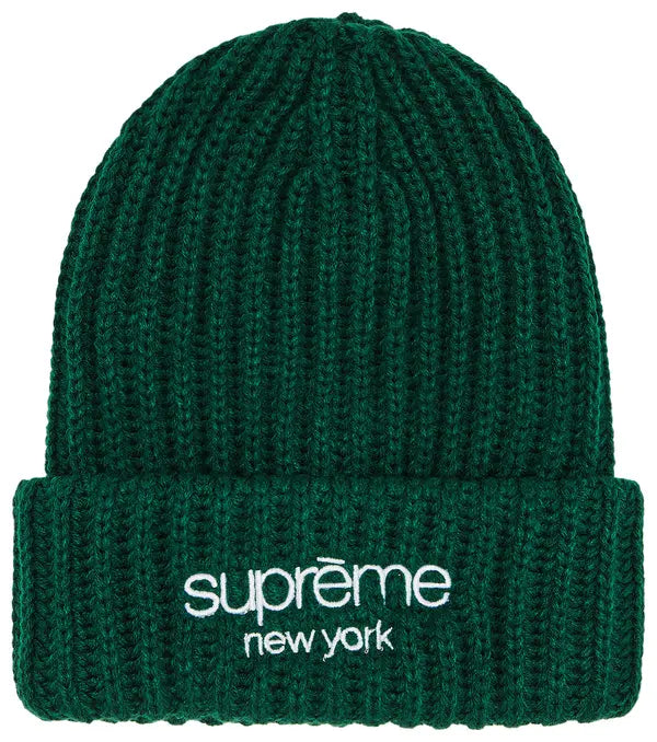 Supreme Classic Logo Chunky Ribbed Beanie (FW24) Dark Green