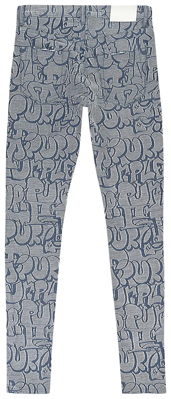 PURPLE BRAND Terry Graffiti Tag Laser Skinny Jeans 'White'