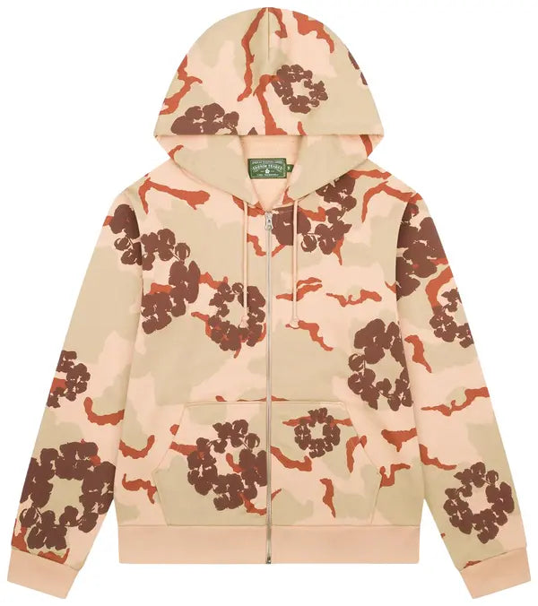 Denim Tears Wreath Zip Hoodie 'Tan Camo'