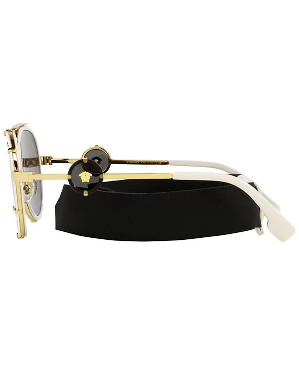 Versace VE 2232 147187 61mm White Metal Sunglasses Grey Lens