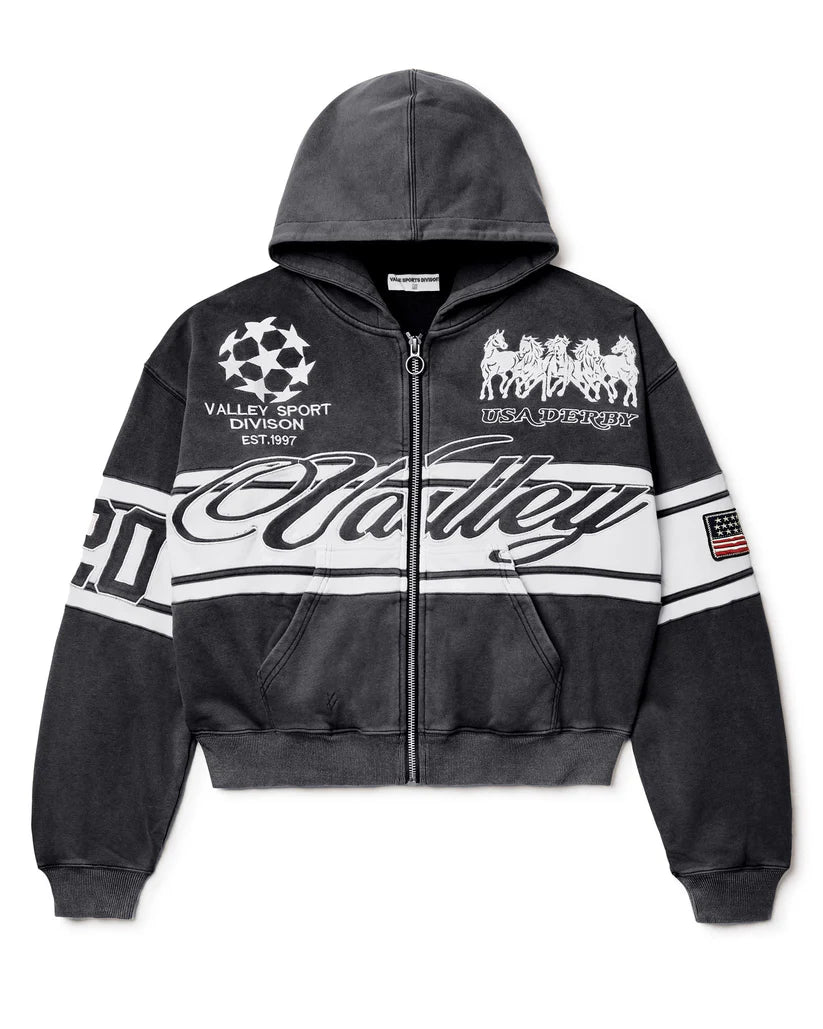 Vale Forever BLACK CURSIVE ZIP UP HOODIE
