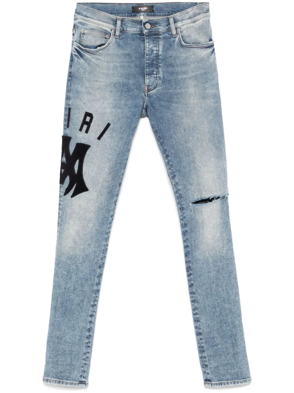 Suede Appliqué Logo Skinny Jean True Indigo