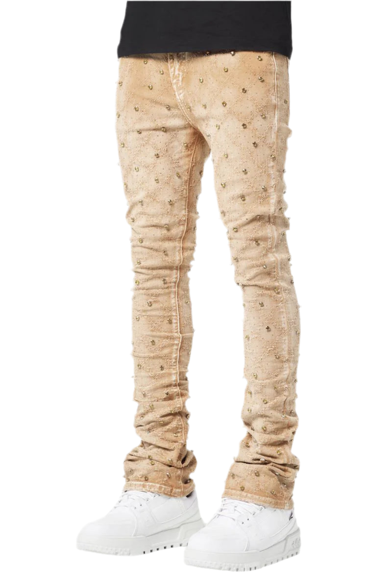 GUAPI VINTAGE KHAKI EMBELLISHED DENIM