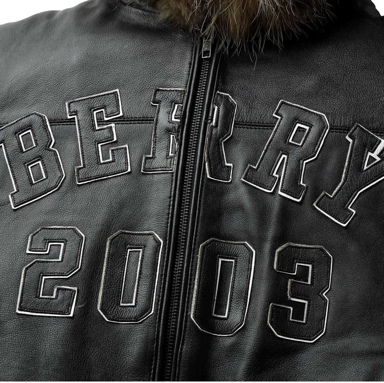 Berry Hooded Leather Bomber Fur