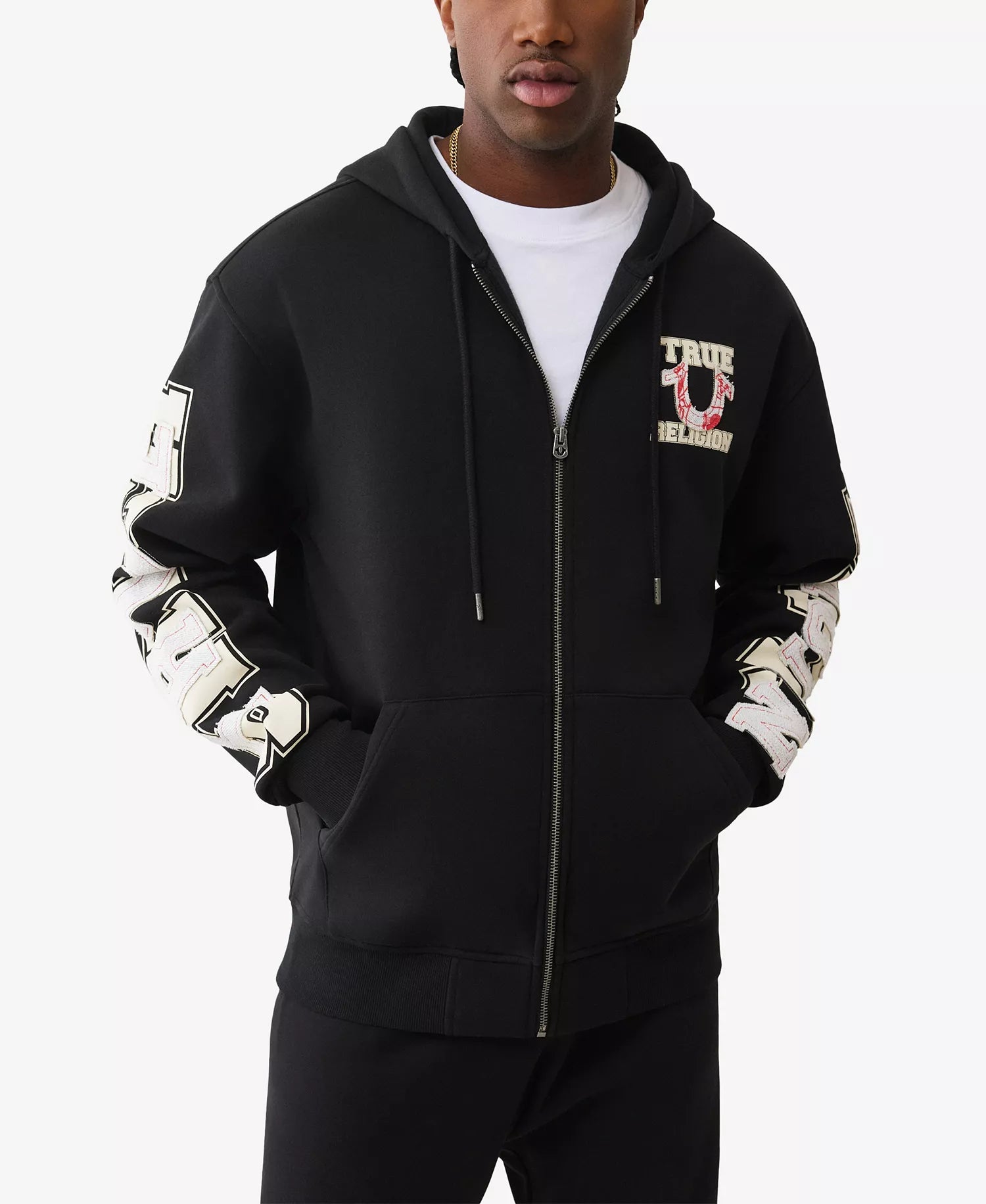 True Religion Men's Zip-Up Front Long-Sleeve Hoodie