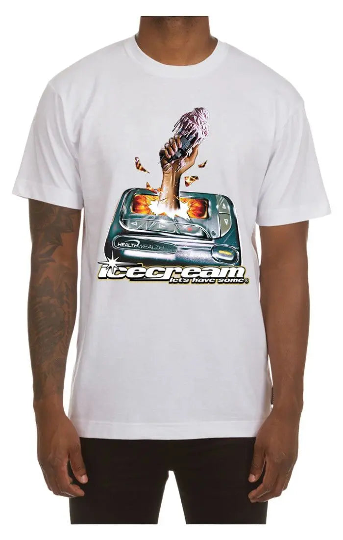 ICE CREAM- Hit My Beeper Tee white