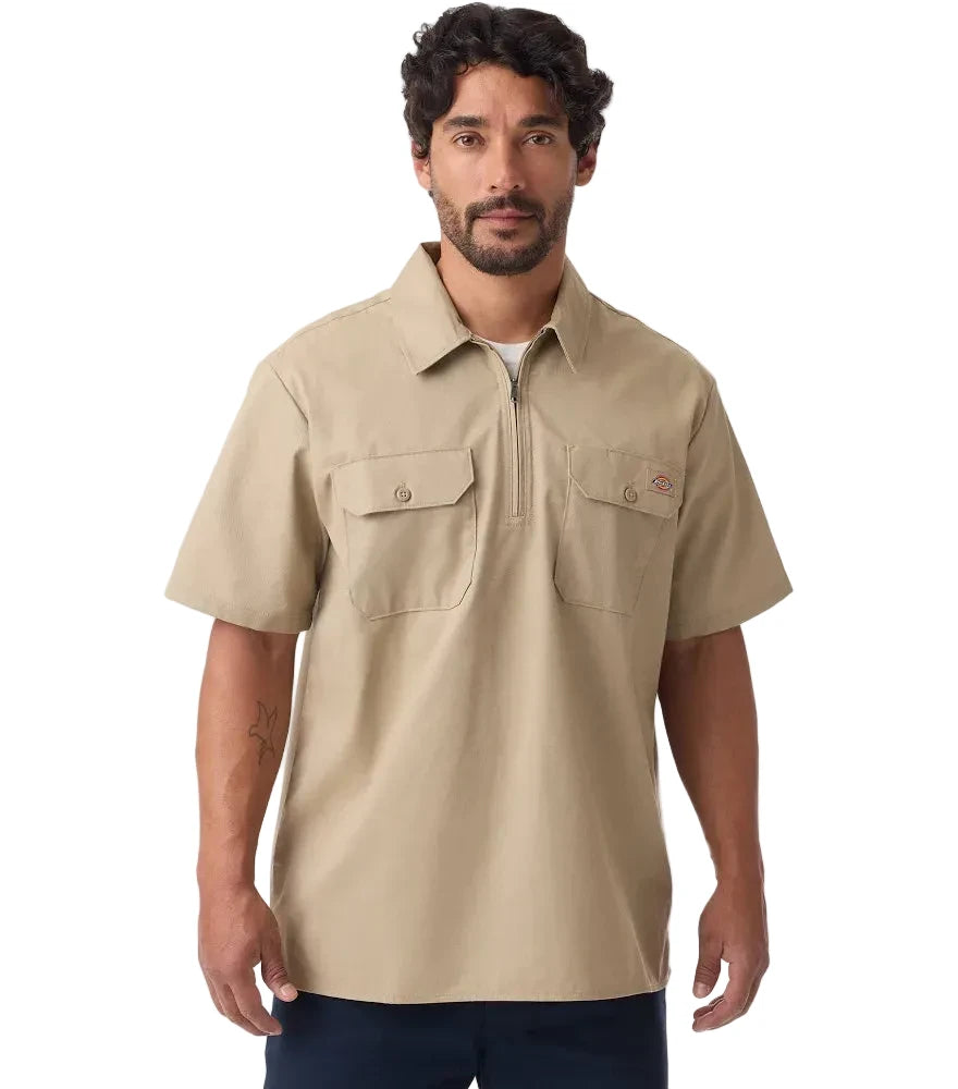DICKIES 1/4 Zip Work Shirt ( Desert Sand)