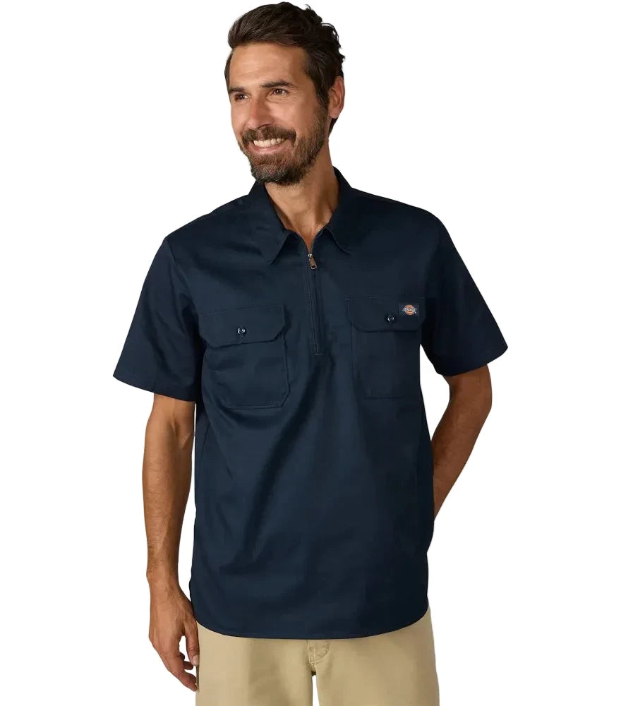 DICKIES 1/4 Zip Work Shirt (dark Navy)