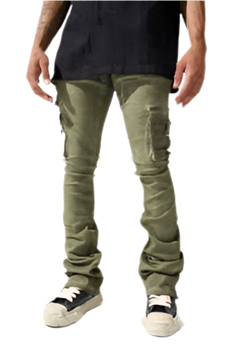 OIL" Cargo Stacked Jeans serenede