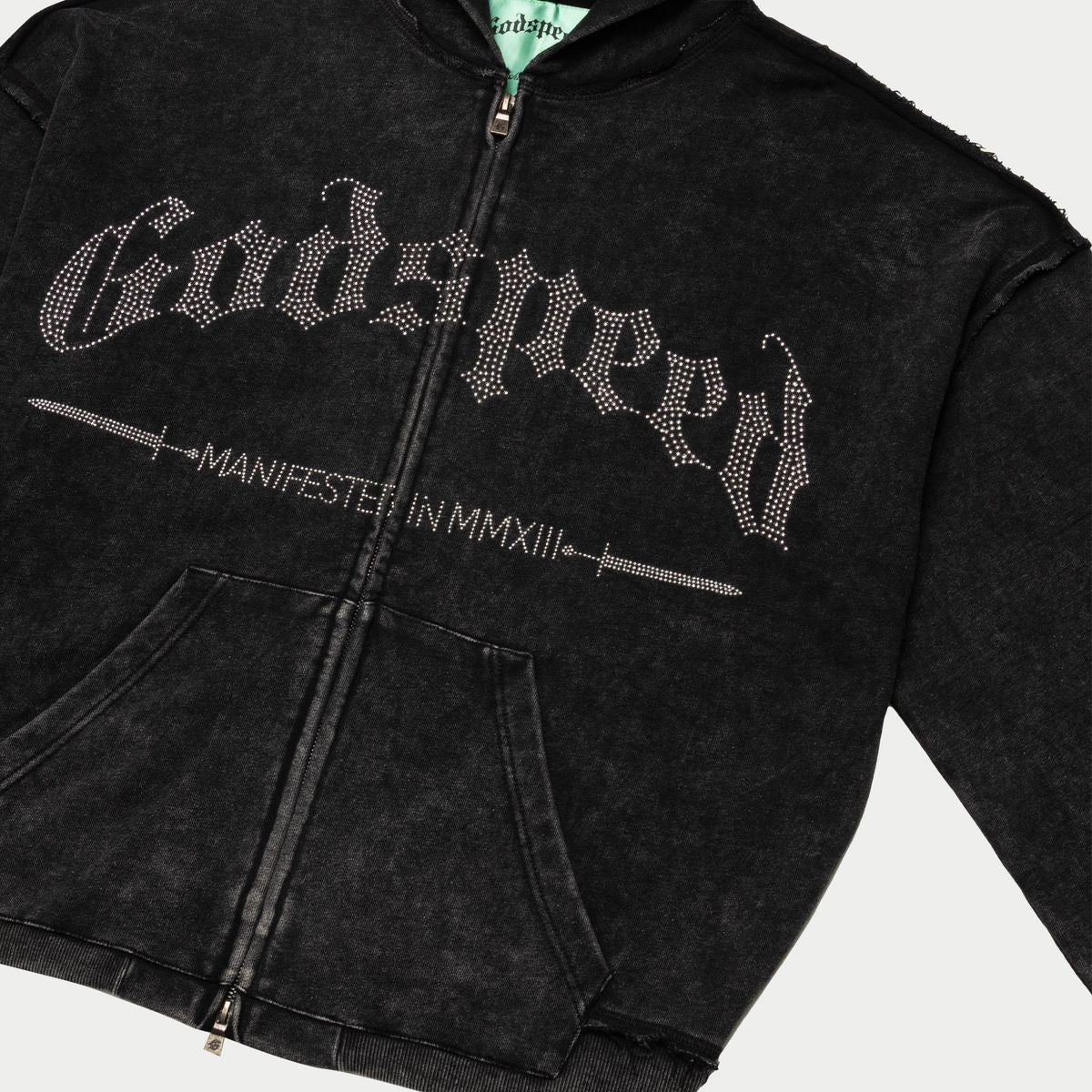 Studded Og Logo Hoodie - BLACK WASH