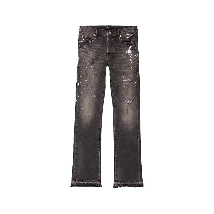 PURPLE BRAND FLARE WHITE PAINT JEAN IN BLACK DIRTY VINTAGE