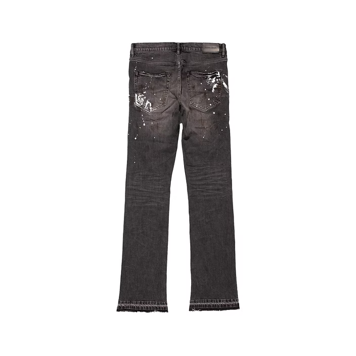 PURPLE BRAND FLARE WHITE PAINT JEAN IN BLACK DIRTY VINTAGE