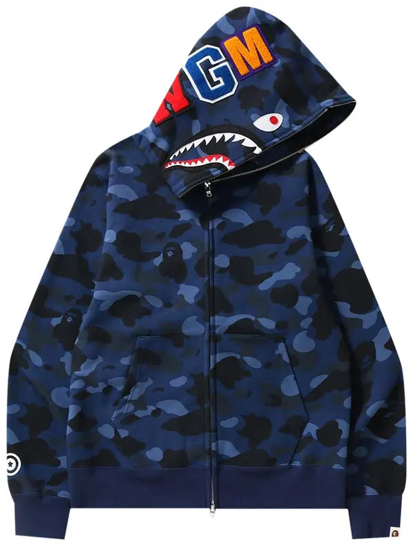 BAPE Color Camo Shark Full Zip Hoodie 'Navy'
